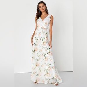 Lulu’s Romantic Possibilities White Floral Print Maxi Dress